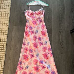 Astr Floral Maxi Dress - Florianne Floral Satin Maxi Dress